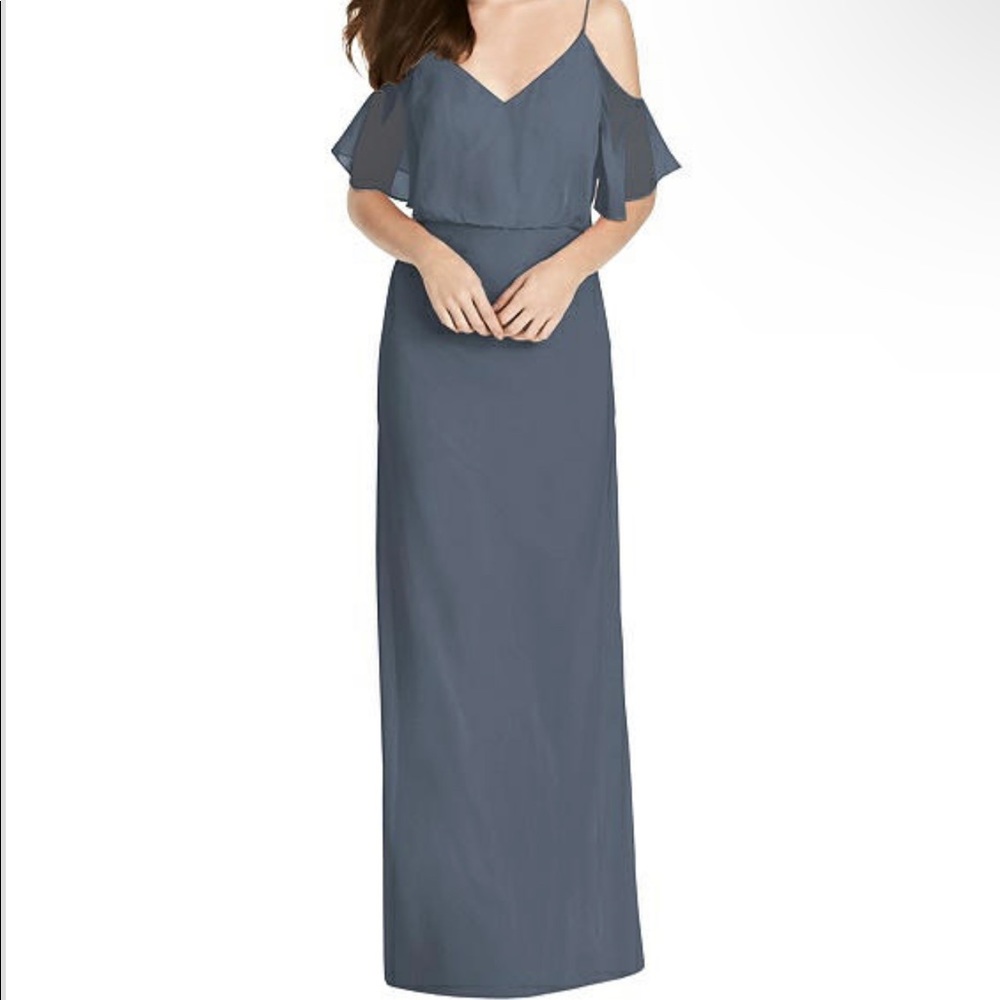 Brand new, never been worn or altered. Dessy Ruffled Cold-Shoulder Blouson Maxi